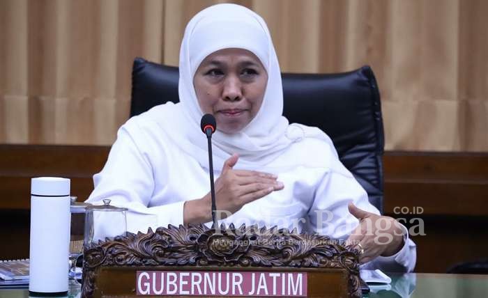 Gubernur Jawa Timur Khofifah Indar Parawansa, saat menyampaikan berbagai kinerja yang telah dicapai Pemprov Jatim selama tahun 2019