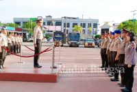 Kapolres Dumai AKBP Andri Ananta Yudhistira, S.I.K, MH memimpin langsung Upacara Korps Raport Periode 01-Januari -2020 yang berlangsung di halaman Mapolres Dumai Jalan Jenderal Sudirman Kota Dumai