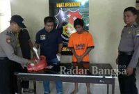 Syaiful Hudha, warga Desa Ketro, Kecamatan Sawoo, Ponorogo saat di amankan Polsek Sambit