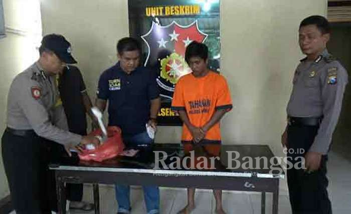 Syaiful Hudha, warga Desa Ketro, Kecamatan Sawoo, Ponorogo saat di amankan Polsek Sambit