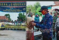 Kapolsek Sarirejo AKP Ipung Abdul Muis Bersama Forkopimcam, Perangkat Desa Dan Ibu - Ibu PKK Kampung Tangguh Semeru Desa Canggah Melaksanakan Giat Pembagian Masker Dengan Sistem Door To Door