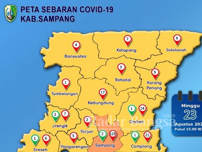 Peta Sebaran Covid-19 di 14 Kecamatan Kabupaten Sampang