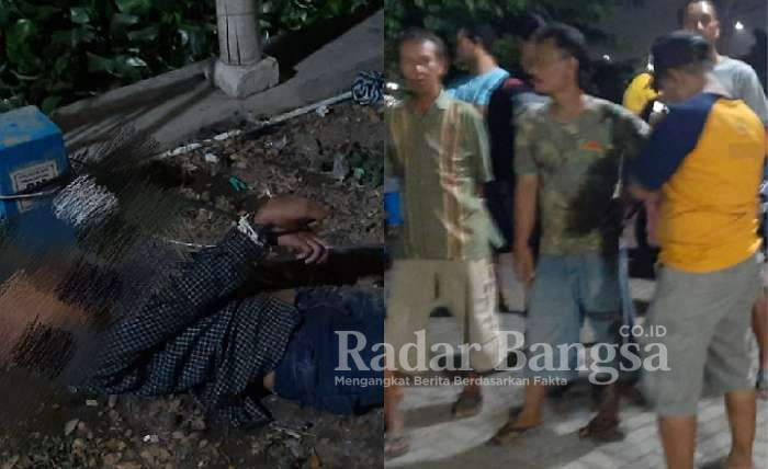 (kanan) Tergeletak Korban Penusukan saat di kerumuni warga