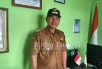 Kepala desa Girijaya H. Hasan Rusmana. S.IP sesaat menyampaikan skala prioritas pembangunan desa Girijaya dan penanganan Covid-19 tahun 2020 [NST]