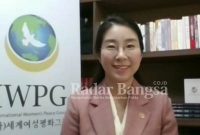 Pimpinan Hyun Sook Yoon memberikan pidato pembukaannya di “Pertemuan Umum Tahunan Cabang Internasional ke-4” IWPG. [IST]