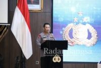 Kapolri Jenderal Polisi Listyo Sigit Prabowo membuka Rapat Kerja Teknis (Rakernis) internal SSDDM Polri di Gedung Rupatama, Mabes Polri, Jakarta Selatan, Rabu (24/3/2021) [HMS]