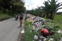 Tunpukan sampah di sepanjang  jalan desa Sukorame [edi/RadarBanfgsa.co.id]