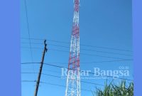 Foto Pembangunan tower Bace Transceiver Station (BTS) Yang dipersoalkan warga Desa Gading Kembar Kecamatan Jabung Kabupaten Malang, ada dugaan belum melengkapi ijin pembangunanya.