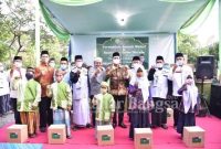 Gus Muhdlor dalam sambutannya di Acara Peresmian Rumah Wakaf dan berbagi santunan [ist]