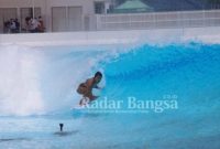 Mahina Maeda riding the barrel in preparation for surfing’s Olympic debut.