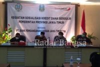 Bank Jatim bersama Pemerintah Provinsi Jawa Timur gelar sosialisasi program kredit dana bergulir di Hotel Elresas Kabupaten Lamongan Jawa Timur. Kamis, (16/9/2021)
