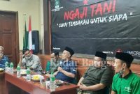 Giat ngaji tani bareng LPPNU, Dinas Pertanian, DPRD Lamongan, Direktur Pascasarjana Unisla, APTI dan Bapeda bahas DBHCHT tahun 2021 di Lamongan berpihak kemana, Sabtu (11/09) kemarin