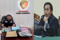 (kanan) Kasat Reskrim polres Lamongan AKP Yoan Septi Hendri S.I.K., dan (kiri)  Penasehat Hukum Pelapor Ahmad Umar Buwang, SH.
