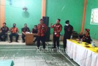 Wakil Ketua 1 Majelis Pimpinan Cabang (MPC) Kabupaten Cianjur Rustam Effendi dalam sambutannya saat pembukaan Rapat Pemilihan Pengurus (RPP) Pimpinan Anak Cabang (PAC) Pemuda Pancasila (PP) Kecamatan Cidaun