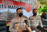 Kapolres Magelang AKBP Mochammad Sajarod Zakun sesaat setelah menggelar rilis kasus tindak asusila yang terjadi di wilayah hukum Polres Magelang, Jumat, (14/01/2022) (IST)