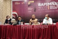 Rapat pimpinan nasional (Rapimnas) Serikat Media Siber Indonesia (SMSI) yang berlangsung di sela rangkaian Hari Pers Nasional (HPN) Kendari 2022 di Hotel Horizon (SMSI/GROUP)