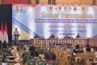 Rakor Percepatan Penanganan Covid-19 Forkopimda Jatim di Ballroom Hotel Singhasari, Batu (IST)