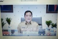 Dirjen Politik dan Pemerintahan Umum Kemendagri, Bachtiar saat Sosialisasi Keppres No. 2 tahun 2022 yag dilakukan secara virtual hari ini, Senin (7/2/2022) (IST)