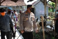 Kapolres Demak AKBP Budi Adhy Buono bersama dinas pertanian bidang peternakan dan kesehatan hewan terjun ke lapangan melakukan pengecekan kesehatan hewan di Pasar Hewan Karangtengah serta peternakan sapi dan kerbau di Desa Wilalung, Kecamatan Gajah, Senin (16/5/2022) (IST)
