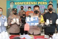 Kapolresta Sidoarjo Kombes Pol Kusumo Wahyu Bintoro saat gelar konfrensi pers (Dok Foto Hms)