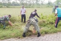 Sukseskan BBGRM XIX, TNI dan Warga Pomahan Gotong Royong Bersihkan Makam Desa (Dok Foto IST)