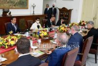 Menteri Perdagangan, Muhammad Lutfi mendampingi Presiden RI, Joko Widodo menerima kunjungan Perdana Menteri Australia, Anthony Albanese di Istana Kepresidenan Bogor, Jawa Barat, Senin (6 Juni).