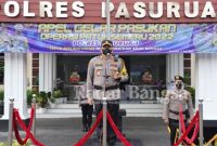 Kabupaten Pasuruan, Kapolres Pasuruan AKBP Erick Frendriz, S.I.K., M.Si. memimpin Apel Gelar Pasukan Operasi Patuh Semeru 2022 (Dok Foto IST)