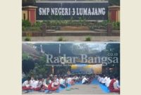 Saat siswa/siswi SMPN 3 Lumajang melaksanakan shalat Dzuhur di halaman sekolah (Dok Foto Riyaman)