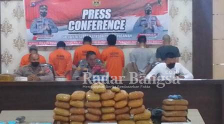 Press confrence dipimpin langsung oleh Waka Polres Pasaman Kompol Muddasir didampingi Kasat Resnarkoba, Iptu Alva Zakya Akbar dan Kasi Humas Iptu Jonnefr (Dok Foto Anafiah)