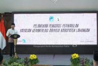 Bupati Lamongan Yuhronur Efendi saat sambutan pelantikan pengurus Yayasan Gerontologi Abiyoso (YGA) Lamongan masa jabatan 2022-2027. Selasa (31/01) (Dok pemkab for RB)