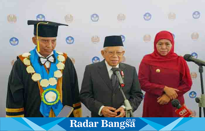 Wapres RI, KH Ma’ruf Amin meresmikan tiga gedung baru Unesa dan menghadiri pengukuhan guru besar putrinya, (Dok foto Humas Unesa for RadarBangsa.co.id)