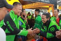Kapolresta dan ojol bersinergi ,Selasa (14/3) Di polresta (Foto : Rino Tutuko )