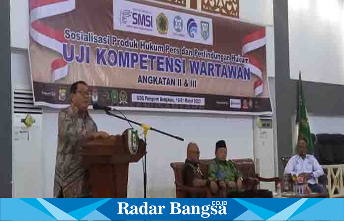 Ketua Umum SMSI Pelaksanaan UKW mandiri angkatan 2 dan 3 di Bengkulu. Sabtu (18/03/2023) (Dok SMSI)