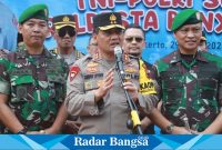 Kapolda Jawa Tengah bersama unsur pimpinan TNI Polri saat beangkatkan peserta balik mudi. pukul 09.00 WIB, di Gor Satria Purwokerto, Sabtu (29/3/24). (Dok foto Polda Jateng for Bandi)
