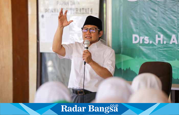 akil Ketua DPR RI Abdul Muhaimin Iskandar (Gus Muhaimin) dalam acara Safari Ramadhan bertajuk “Mbangun Deso Ngerumat Wargo” di Kabupaten Tulungagung, Jawa Timur, Minggu (17/4/2023). (Dok Istimewa)