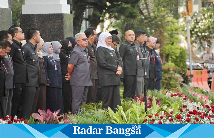 Apel pagi Gubernur Jawa Timur, Khofifah Indar Parawansa bersama ASN dan jajaran Kepala OPD di lingkungan Pemprov Jatim (Dok foto Pemprov Jatim)