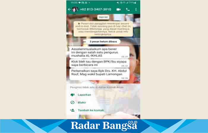 Tangkapn layar percakapan penipuan via WA (Dok foto KMF)