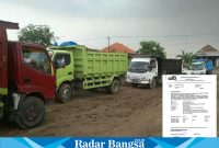 Terlihat ratusan Dump Truk yang berhenti akibat galian C ditutup (Dok foto Surah)