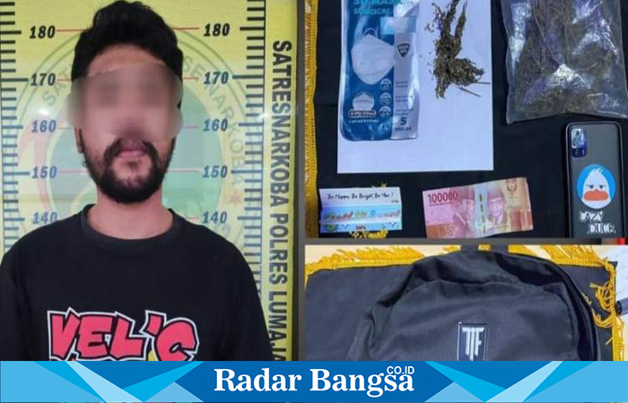 Terduga Pelaku inisial 'AMN' (30) asal Jalan Kapten Jama'ari, Desa Tempeh Tengah, Kecamatan Tempeh, yang diamankan satuan reserse narkoba (Satresnarkoba) Polres Lumajang di kediamannya, Selasa (23/5/2023). (Dok Humas Polres Lumajang, for Riyaman).