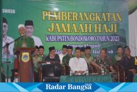 Bupati Bondowoso KH.Salwa Arifin memberangkatkan sebanyak 713 jemaah. calon haji (JCH) untuk  kloter 57 dan 58, asal Kabupaten Bondowoso,Selasa (13/6/2023) dini hari 
