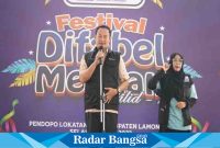  Bupati Lamongan, Yuhronur Efendi saat membuka Festival Difabel Megilan Jilid 2, di Halaman Pendopo Lokatantra, Lamongan, Selasa (25/7/2023)