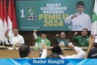  Gus Muhaimin sapaan akrabnya, saat pembukaan Rakornas di Kantor Pusat DPP PKB Jl. Raden Saleh, Jakarta Pusat, pada Senin, 28 Agustus 2023.