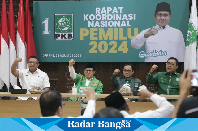  Gus Muhaimin sapaan akrabnya, saat pembukaan Rakornas di Kantor Pusat DPP PKB Jl. Raden Saleh, Jakarta Pusat, pada Senin, 28 Agustus 2023.