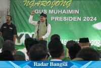  Gus Imin di sela acara Deklarasi Ngarojong Gus Muhaimin Presiden 2024 di Kabupaten Bogor, Jawa Barat, Kamis (10/8/2023).