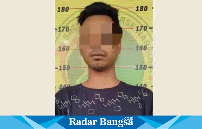 Inisial 'AAL' (25) laki laki, warga Dusun Kebonan, Desa condro, Kecamatan Pasirian, ketika diamankan polisi, Senin (31/7). (Dok Humas Polres Lmj, for Riyaman).