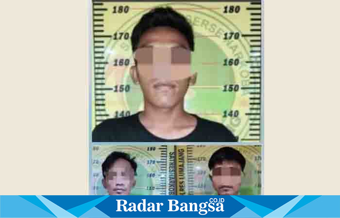 Inisial 'NF' (33) tahun, warga Desa Purwosono Kecamatan Sumbersuko, inisial 'JAP' (25) tahun, warga Desa Purworejo Kecamatan Senduro, dan inisial 'IA' (39) tahun, warga Desa Sentul Kecamatan Sumbersuko, yang diamankan polisi, Jum'at (4/8). (Dok Humas Polres Lumajang, for Riyaman)