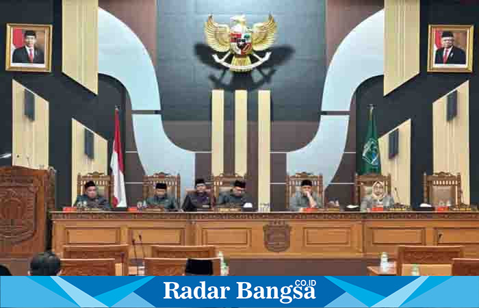 Ketua DPRD Kabupaten Pasuruan, Sudiono Fauzan dalam Rapat Paripurna di Gedung DPRD Kabupaten Pasuruan, Senin (07/08/2023) siang.