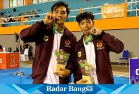 Dua atlet taekwondo Bondowoso, Dimas Putra Wicaksono meraih medali emas dan Akbar Najaah meraih medali perunggu di Porprov Jatim VIII 2023 di Jombang.