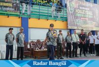 Bupati Lamongan Yuhronur Efendi saat membuka turnamen voli Dandim cup 2023 pagi ini.