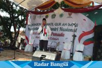 Sambutan ketua panitia pelaksana kegiatan kecamatan Cidaun AAN Gunawan. S. Pd, di laksanakan satu pintu (HSN, MTQ, memperingati Hari Sumpah Pemuda) tahun 2023. (Dok photo RadarBangsa.co.id/AE Nasution)